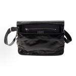 PRADA enamel metal triangular logo magnetic clasp opening and closing crossbody single-shoulder bag, regular men\'s black style